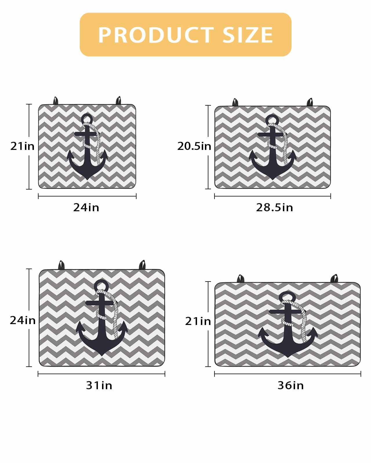 nqOlkjepod Large Induction Cooktop Protector Mat 24"x21", Grey Zigzag Stove Top Covers for Electric Stove, Coastal Nautical Anchor Stripes Decorative Stove Burner Cover Mats, Glass Top Stove Cover
