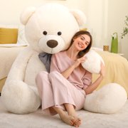 MorisMos Giant White Teddy Bear Stuffed Animal 6 Feet Soft Cuddly Smiling Face Big Teddy Bear Plush