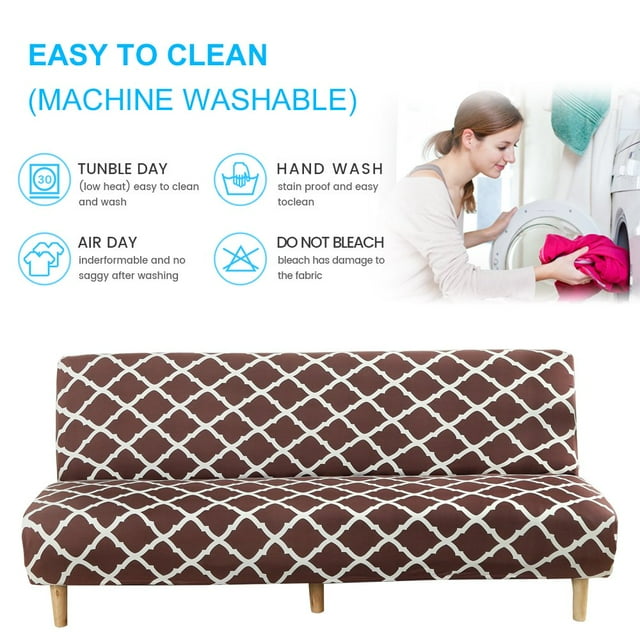 2024 Futon Slipcover Armless Sofa Covers Stretch Sofa Bed Slipcover Protector Elastic (Light Gray Animal)