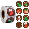 thumbnail image 5 of 500 Uds./rollo de pegatinas navideñas, pegatina decorativa autoadhesiva, sello adhesivo con patrón navideño, decoración de sobres para etiqueta, 5 of 5