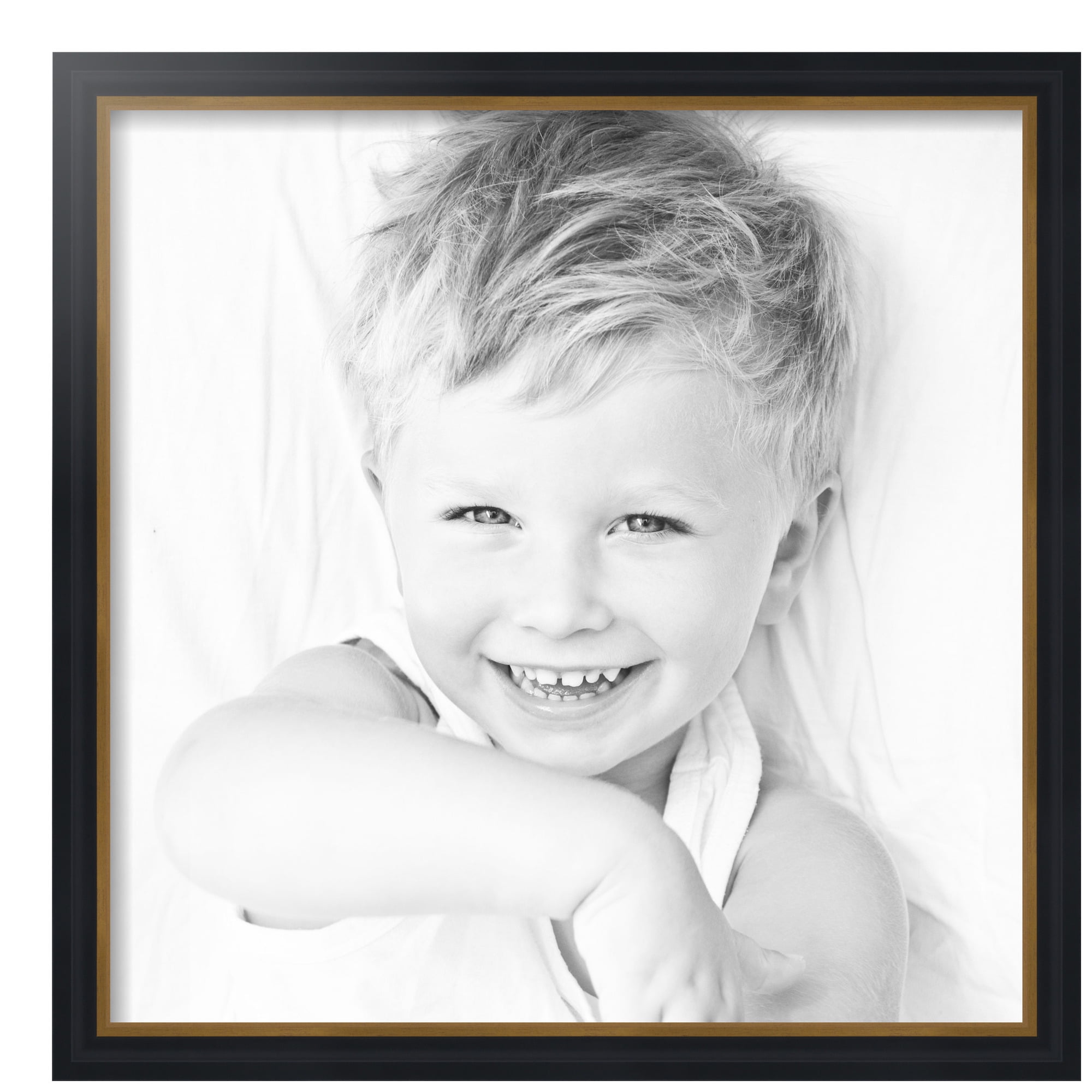 ArtToFrames 20" x 20" Black Velvet with Gold - 1.25 Picture Frame, 20x20 inch Black MDF Poster Frame (WOM-4690),  Pack