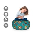 thumbnail image 2 of Vintage Floral Storage Toy Bag Chair, Sugar Skulls Flowers Ornaments Day of the Dead Carnival and Festive Design, Stuffed Animal Organizer Washable Bag, Small Size, Multicolor, by Ambesonne, 2 of 3