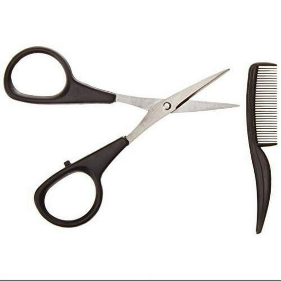 Allary Men's Beard & Mustache Scissors & Mini Comb Trimming Kit