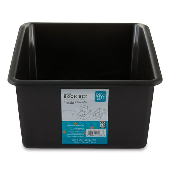 Pen and Gear Large Book Bin with 2 Removable Dividers