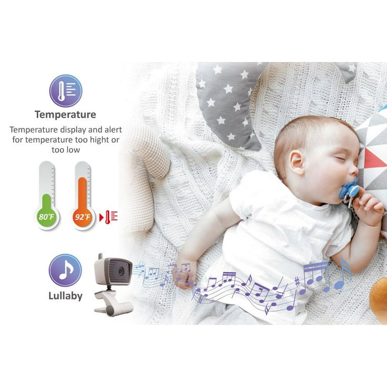 Moonybaby 5 HD A.N.R. (Auto Noise Reduce) Baby Monitor with 2 Cameras.  Model: Trust 50, No WiFi, Long Range, Quad Split Screen, Auto Night Vision,  2-Way Audio, Baby Room Temperature Display, Lullaby 