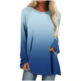 thumbnail image 1 of Timegard Hauts pour Femmes Col Rond Manches Longues Dégradé T-Shirts Confortables Décontractés Amples Blouse, 1 of 5