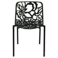 thumbnail image 6 of LeisureMod Devon Mid-Century Modern 5-Piece Aluminum Outdoor Patio Dining Set with Tempered Glass Top Table and 4 Stackable Flower Design Chairs for Patio, Poolside, Balcony, and Backyard Garden Black, 6 of 14