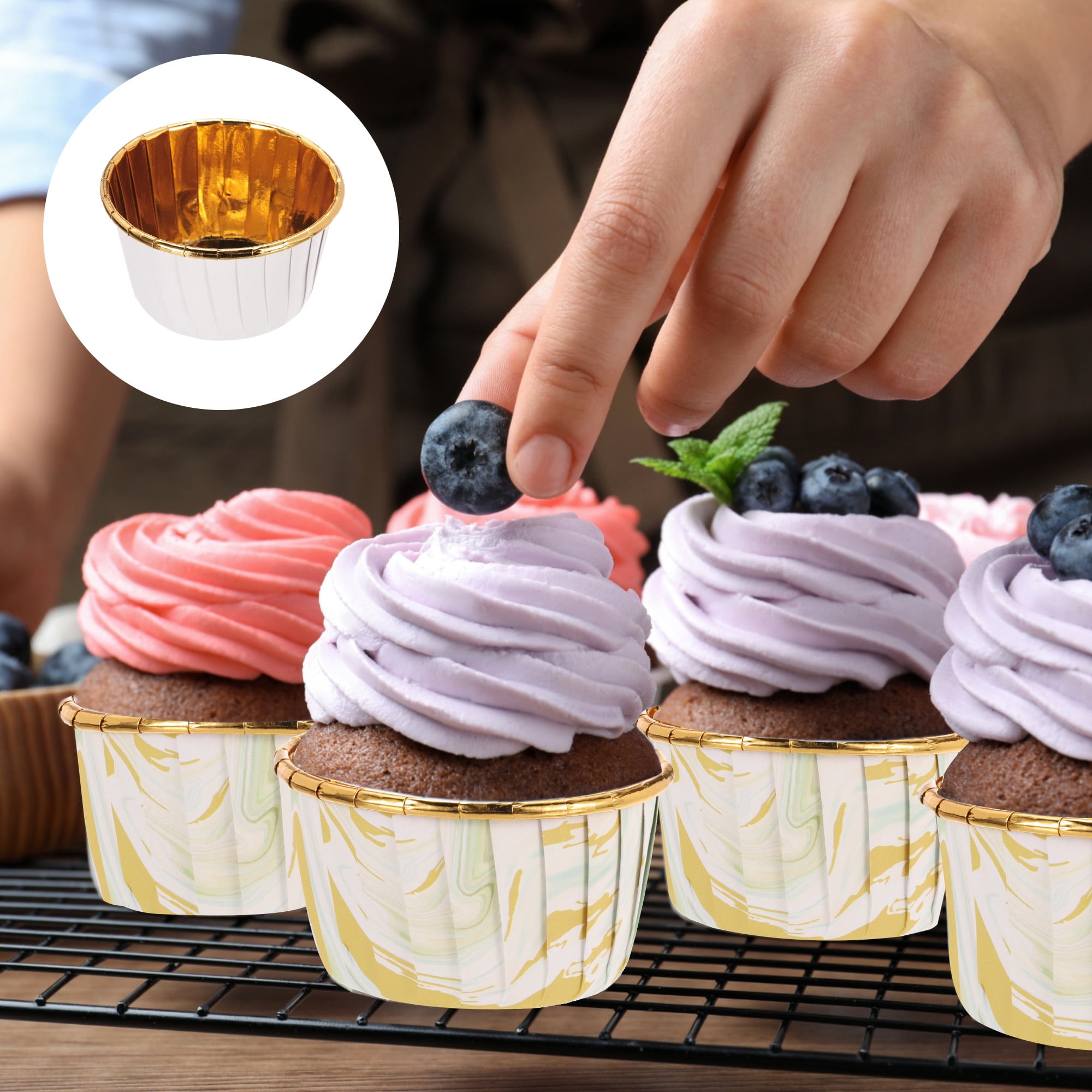 Unique Bargains 50Pcs Aluminum Foil Cupcake Liners for Party Decoration White 2.76"