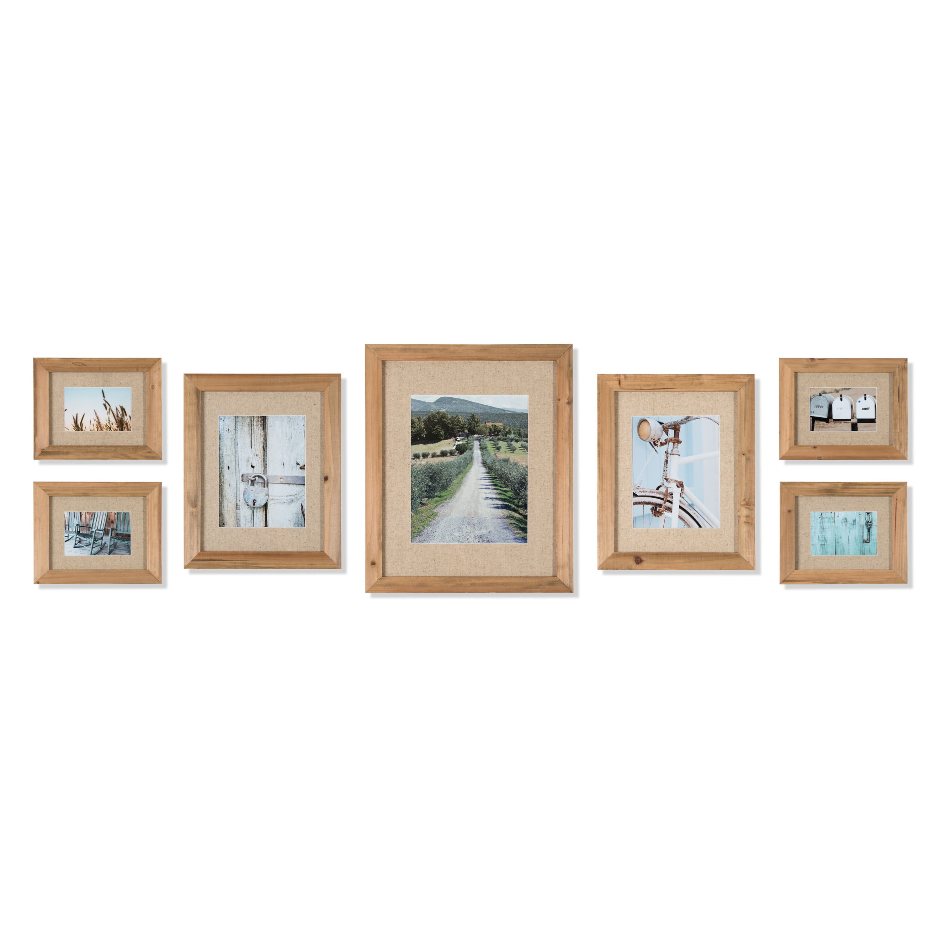 Gallery Perfect 7 Piece Rustic Wood Frame Gallery Wall Kit with Natural