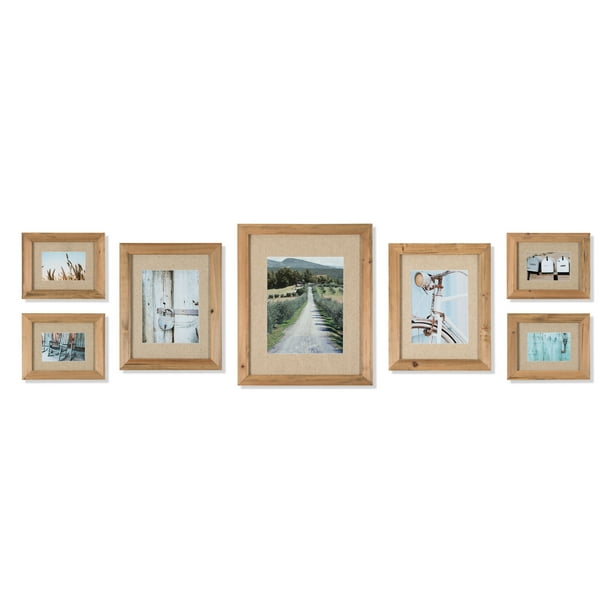 Gallery Perfect 7 Piece Rustic Wood Frame Gallery Wall Kit with Natural