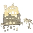 thumbnail image 1 of Castillo de madera islámico DIY Puzzle exquisito estilo musulmán atractivo eid decoración artesanía para sala de estar decoración de vacaciones 1 set Noticed HA012544-00, 1 of 7