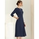 thumbnail image 2 of Vestido elegante Allegra K Cuello V Bolsillos Manga 3/4 Azul Marino S, 2 of 5