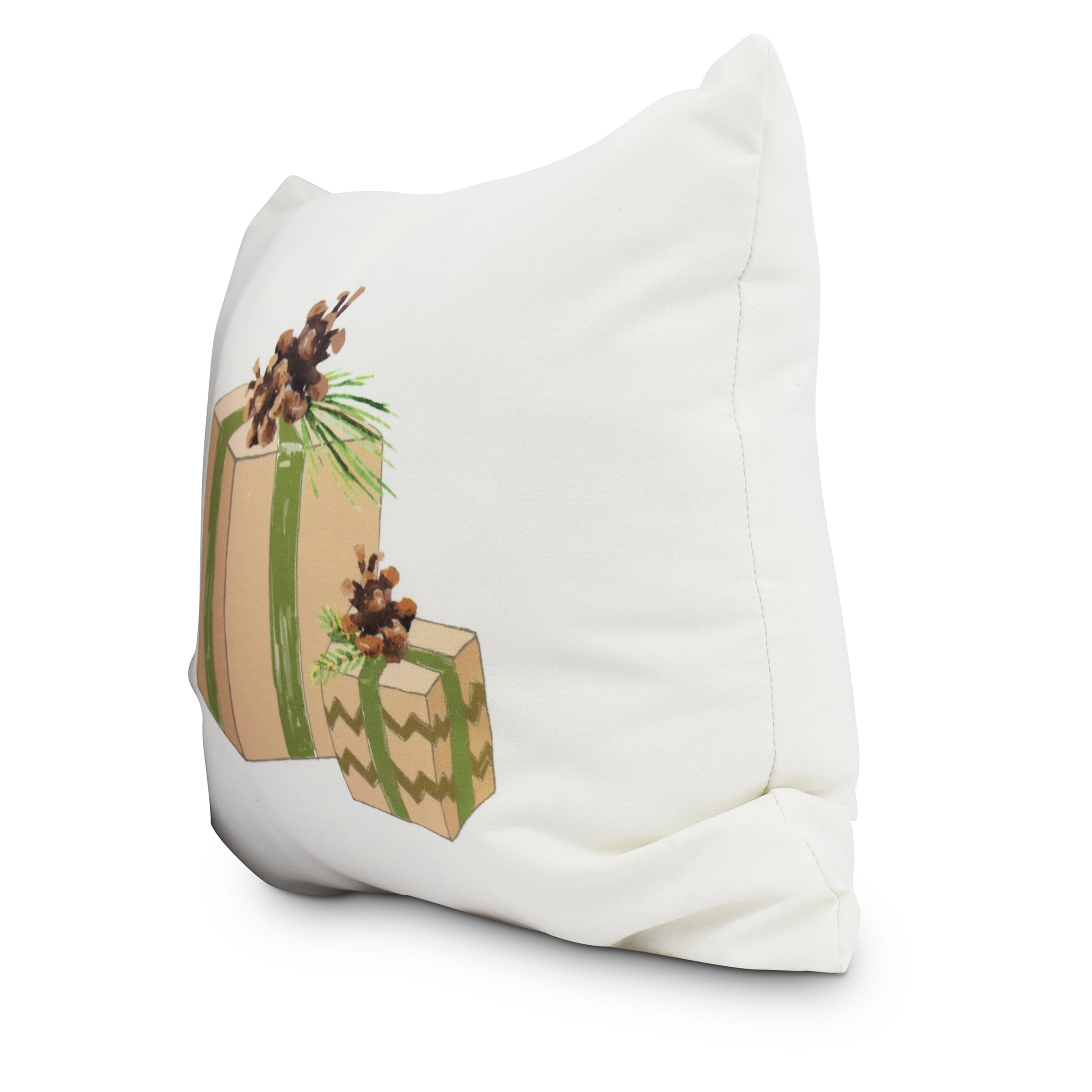 Nature's Gift 16 Inch Off White Holiday Print Decorative Throw Pillow