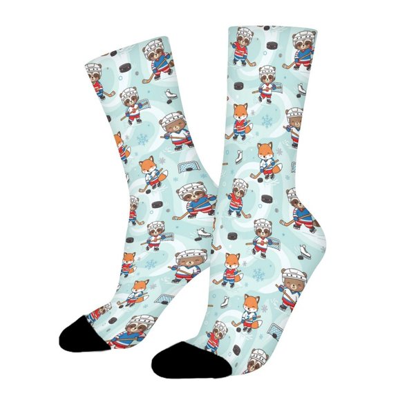 Cute hockey Ball Funny Novelty Crew Socks for Women Men Sports