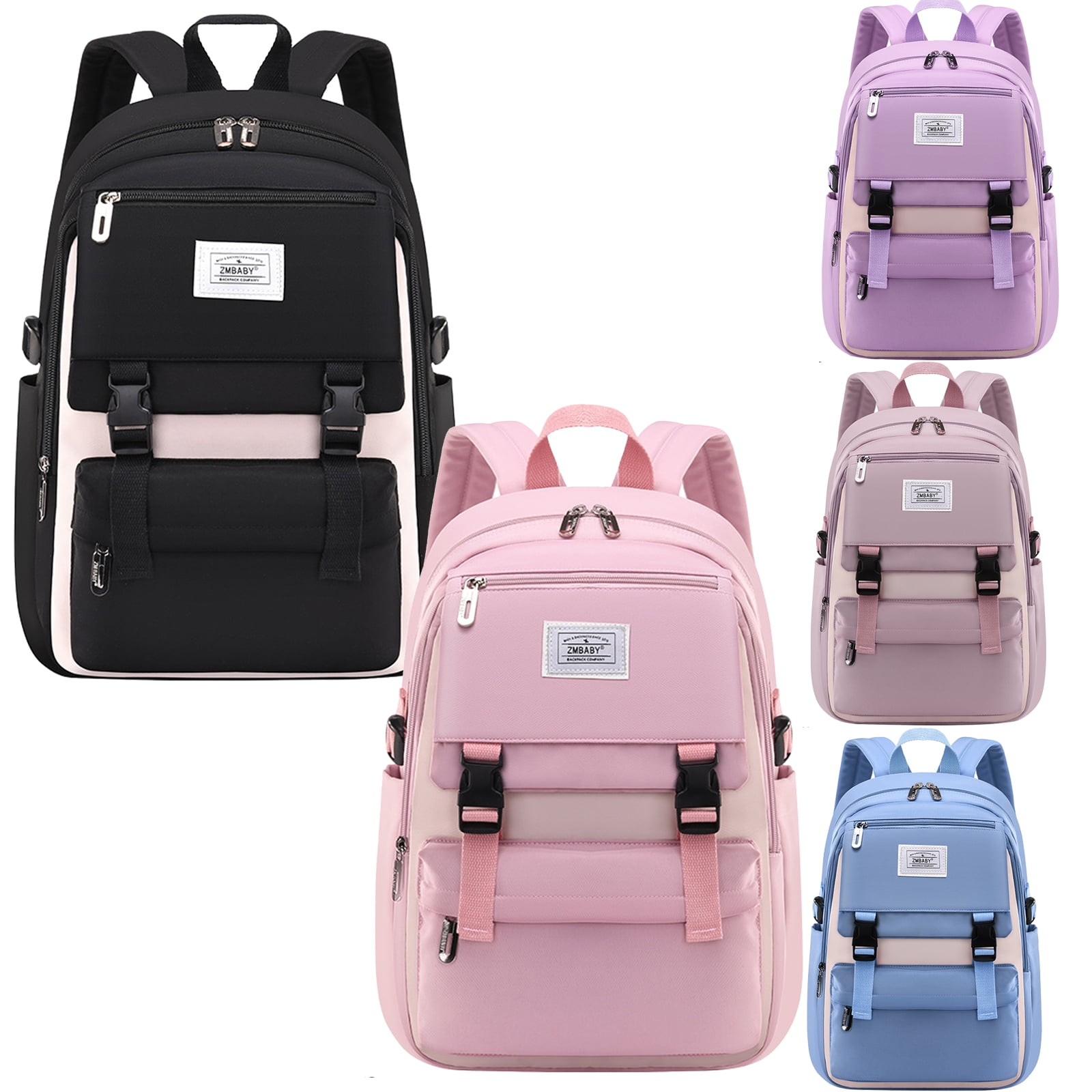 Middle School Backpack for Teen Girls College Student School Bag Women Campus Bookbag, Black