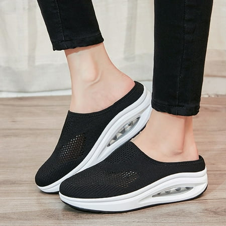 

Womens Shoes Solid Color Casual Shoes Hollow Breathable Fashion Flat No Heel Rocking Shoes Sneakers Yutnsbel