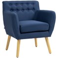 thumbnail image 1 of HOMCOM Fauteuil d'Appoint Moderne, Fauteuil à Accoudoirs Rembourré en Lin, Fauteuil Club Capitonné, 1 of 10