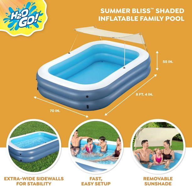 H2OGO! Summer Bliss Shaded Inflatable Pool, 8'4