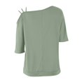 thumbnail image 5 of Womens Fashion Summer Tops Solid Color Casual One Shoulder Strap Short Sleeve Blouses for Women Trendy, 5 of 6
