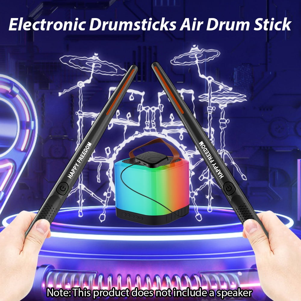 Electronic Drumsticks Air Drum Stick with 2 Foot Pedals 16D Speaker DSP Level Sound Card Low Delay Portable Electric Rhythm Drum Sticks for Beginners Adults Professional Drummer Student