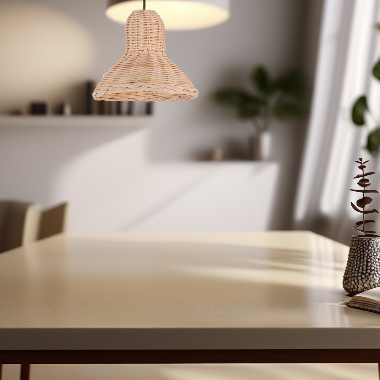 2 Abat-Jour Rotin Naturel E27 - Petit Modèle Rustique Pour Lampe Table, Suspension Et Applique Murale
