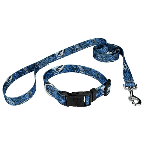 Country Brook Petz® Blue Paisley Deluxe Dog Collar and Leash, Mini