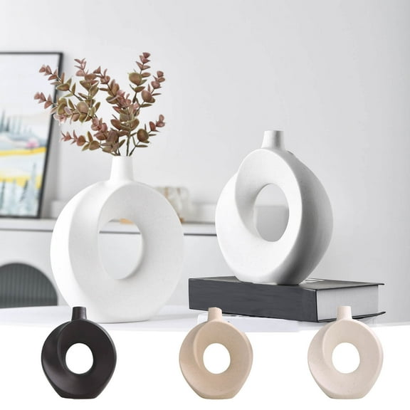 Viflosae Vase Flower Vases Ceramic Vase Art Of Donut for Home Decor Ceramic Vase Ornaments for Decoration Desktop for Wedding Centerpieces