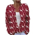 thumbnail image 2 of Open Front Cardigan for Women Christmas Graphic Button Down Open Front Xmas Sweaters Trendy Crewneck Long Sleeve Holiday Cardigans Casual Winter Outfits, 2 of 5