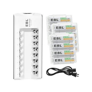EBL AA Rechargeable Batteries,12-Pack Double A Battery 2800mAh 1.2V with AA AAA Battery Charger
