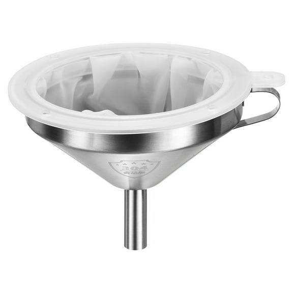 Unique Bargains 5.9" Dia Stainless Steel Kitchen Funnel with Mesh Strainer 400 Mesh