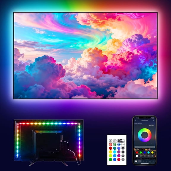 TV LED Backlight for 40-60 Inch TV, 8.2ft LED Lights for TV with APP & Remote Control, 16 Color Led Strip Lights Changing TV Lights Behind with Sync for Bedroom