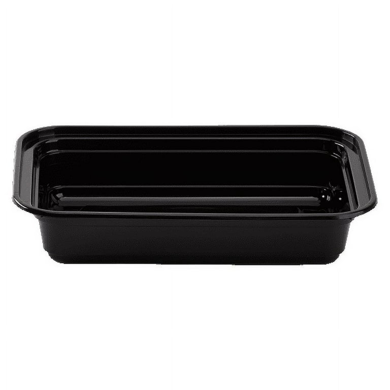 Rectangular Set Black Tray With Lid - Plastic To-Go Trays