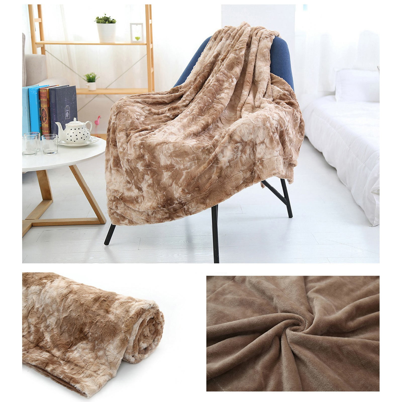 Soft Throw Blanket 63*51.2Inch Warm Faux Weighted Blanke Soft Coral Fleece Double Sided Thick Throw Blankets Tie-Dyed Conditioning Blanket for Sofa/Bed/Couch 63*51 In Fleece Throw Blankets