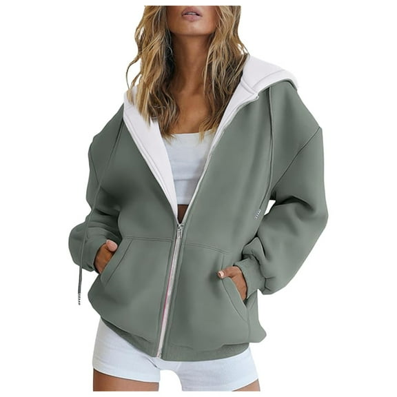 XINXIAOO Womens Hoodies Long Sleeve Hoodie Women Zipper Hoodie Cute Hoodies Green Hoodie Black Womens Clothes Trendy Fall 2025 Trendy Womens Clothes