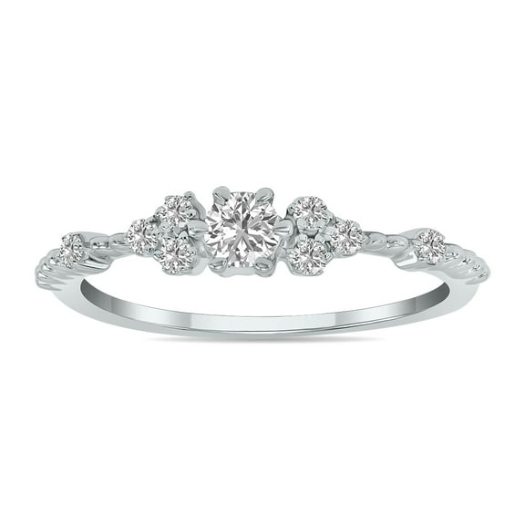 SZUL Women's 1/3 CTW Lab Grown Diamond Ring in 10K White Gold (F-G Color, VS1- VS2 Clarity)