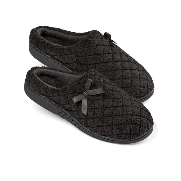 Quilted Clog House Slippers with Rubber Soles