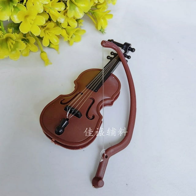 CIMAXIC violin figurine 6Pcs Miniature Violin Model Small Violin Figurine Statue Mini Plastic Musical Instrument Decorative Ornament Christmas Tree Pendant Hanging Decor,3.35"X1.26"X0.59"