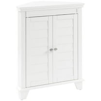 Bowery Hill 2-Door Coastal Wood Corner Storage Cabinet in White