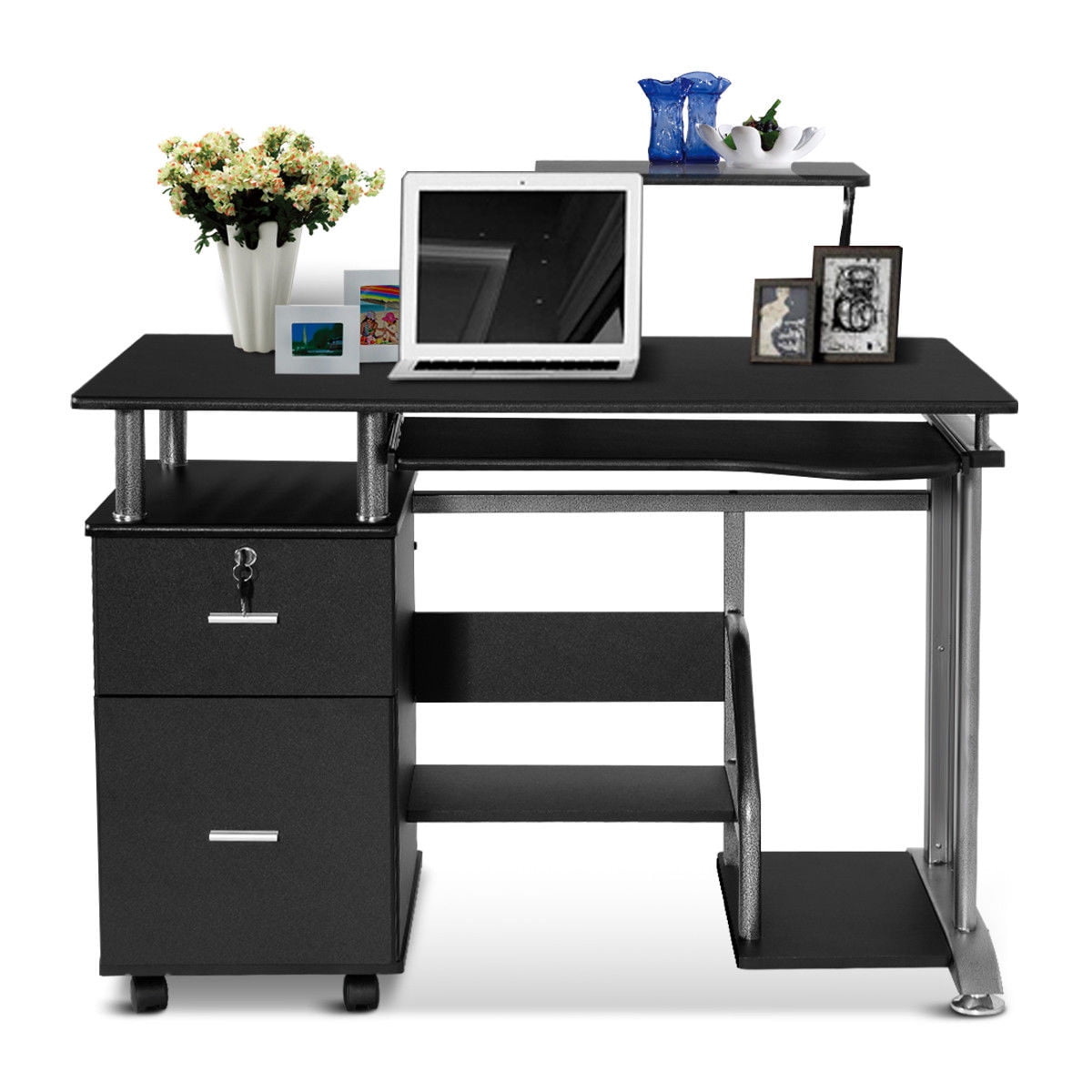 Costway Computer Desk Pc Laptop Table Workstation Home Office Furniture W Printer Shelf