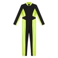 thumbnail image 5 of Yeahdor Kids Girls Metallic Color Block Long Sleeve Gymnastics Unitard Full Body Jumpsuit Athletic Dance Bodysuit Fluorescent Green 8, 5 of 7