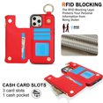 thumbnail image 2 of ELEHOLD Case for iPhone 13 Pro, Magnetic Closure Kickstand Zipper Wallet Case with 3 Card Slots & Ring Holder,Shockproof RFID Blocking Phone Case,Red, 2 of 8