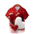 thumbnail image 2 of guisaled Valentine Shirts For Men Fashion Heart Pinted Graphic Tee Shirts Short Sleeve Button Down Beach Vacation Casual Shirts, 2 of 5