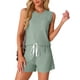 thumbnail image 1 of INSPIRAR CHIC Conjuntos de Pijamas de Mujer de Tejido Waffle Sin Mangas con Escote en V, Top de Tanque con Pantalones Cortos, Tallas 2XL, Verde Claro, 1 of 6