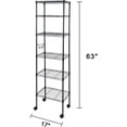 thumbnail image 5 of 6-Tier Heavy Duty Steel Shelving Unit with Wheels and Hooks, 63" H x 17" W x 12", 5 of 6