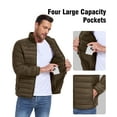thumbnail image 3 of Lavenicole Mens Puffer Jacket - Waterproof Zip Up Hooded Lightweight Jacket for Men Brown XL, 3 of 7