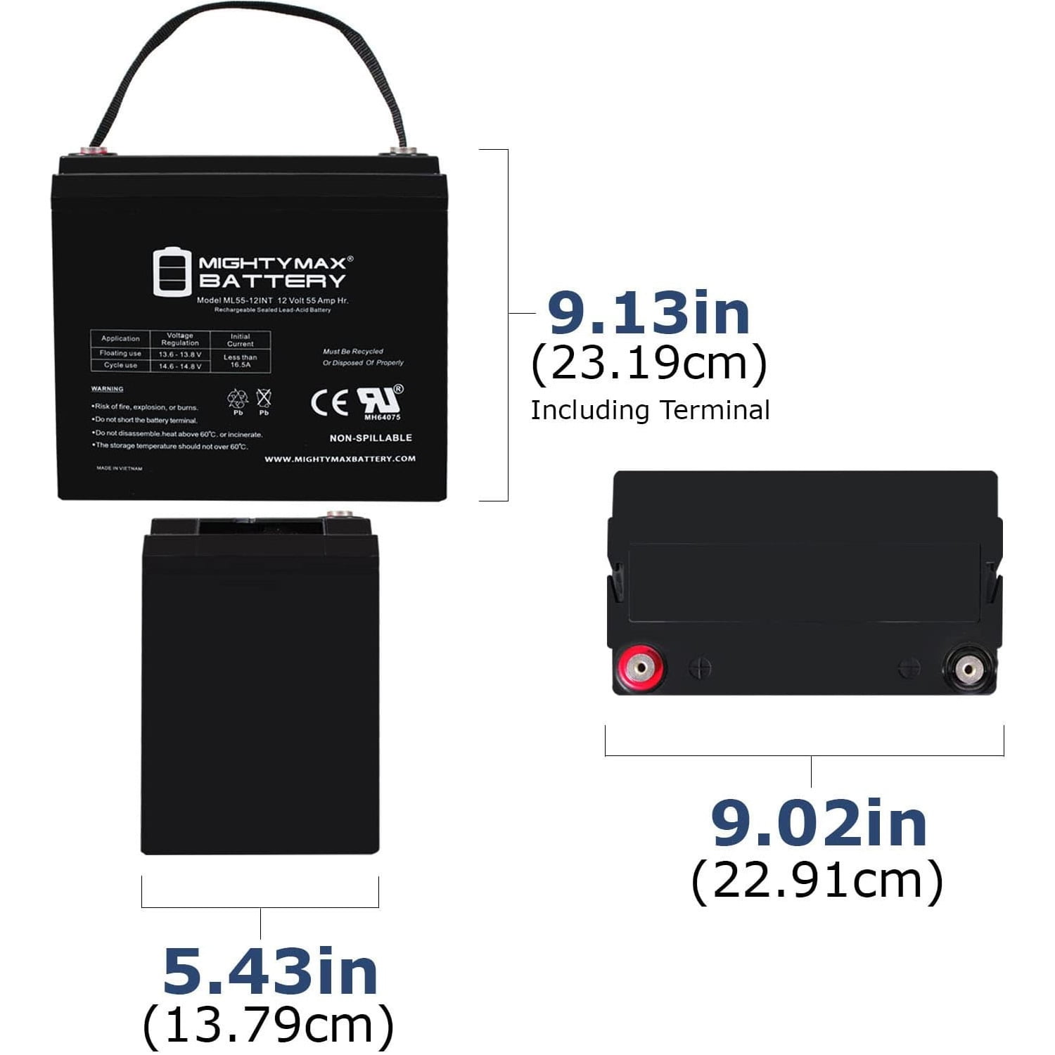 12V 55AH INT Battery Replaces AGM BCI Group 34/78 Car and Truck