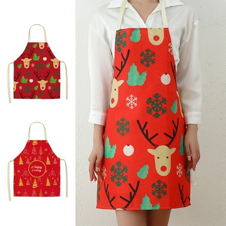 

Clearance!Tupukom Kitchen Christmas Aprons for Women Adjustable Wipeable Oil-Proof Waterproof Aprons for Cooking Baking and Cleaning