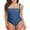 Blue gray, variant on Attraco Women's One Piece Swimsuit Square Neck Monokini Tube Top Swimsuit Belly Ruffles