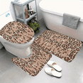 thumbnail image 4 of Blush Leopard 3-Piece Bath Rug Set, Non-Slip Polyester Bathroom Mats, Plush Absorbent Washable Rugs with Toilet Lid Cover & U-Shaped Mat for Coquette Glam Bathroom Decor, 4 of 5