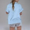 thumbnail image 5 of Hiijoy Toddler Girls Cotton Linen Button Up Shirt Solid Color Short Sleeve Loose Shirt, 5 of 5